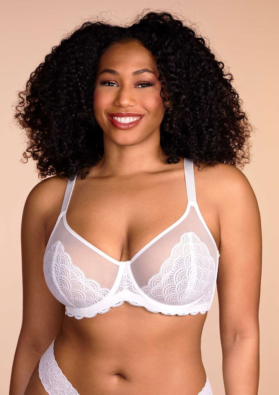 HSIA Mermaid Scales Lace Underwire Bra NWT White 40C Minimizer